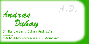 andras duhay business card